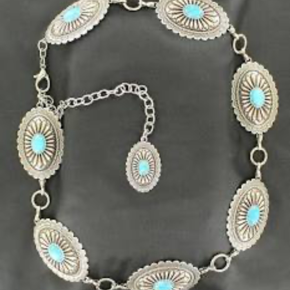 Ariat Turquoise Concho Chain Belt - Ladies